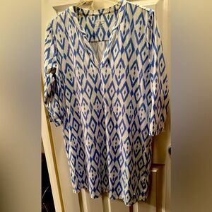 Southern Tide Blue/white 3/4 Sleeve Dress Size XL- gently worn